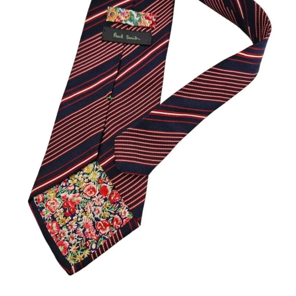 PAUL SMITH Blue Striped Silk Tie ITALY 59